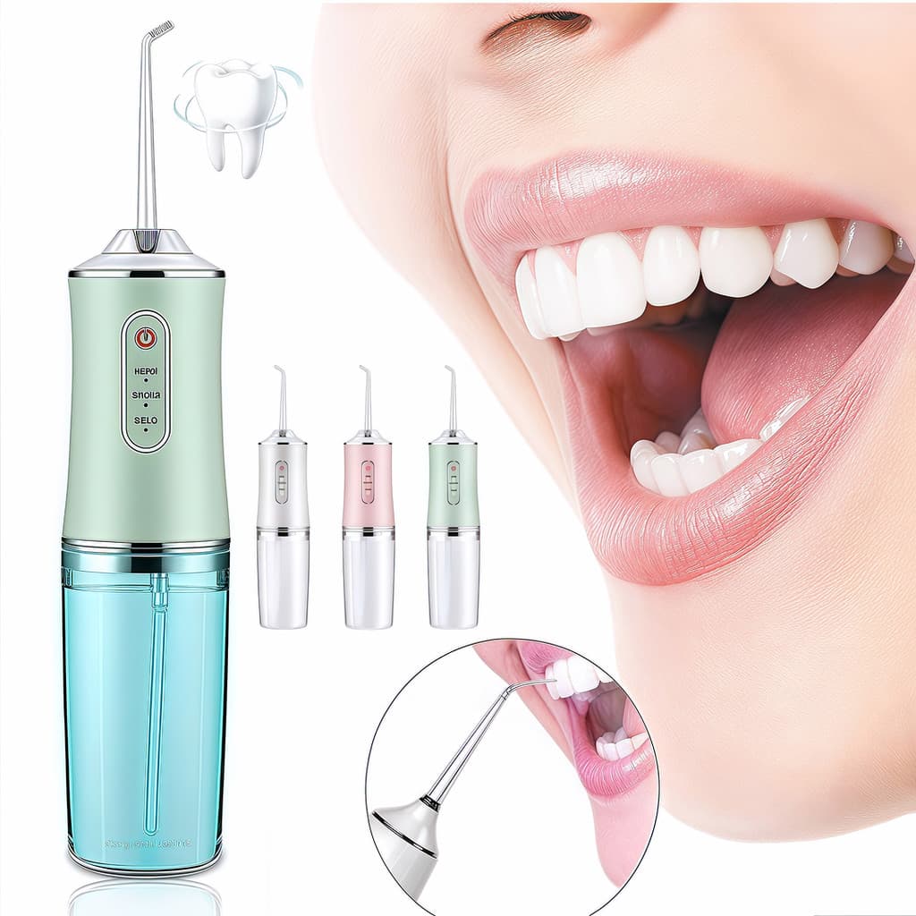 Irrigador bucal recarregável, 220 ml, limpeza bucal higiênica, limpador de dentes portátil