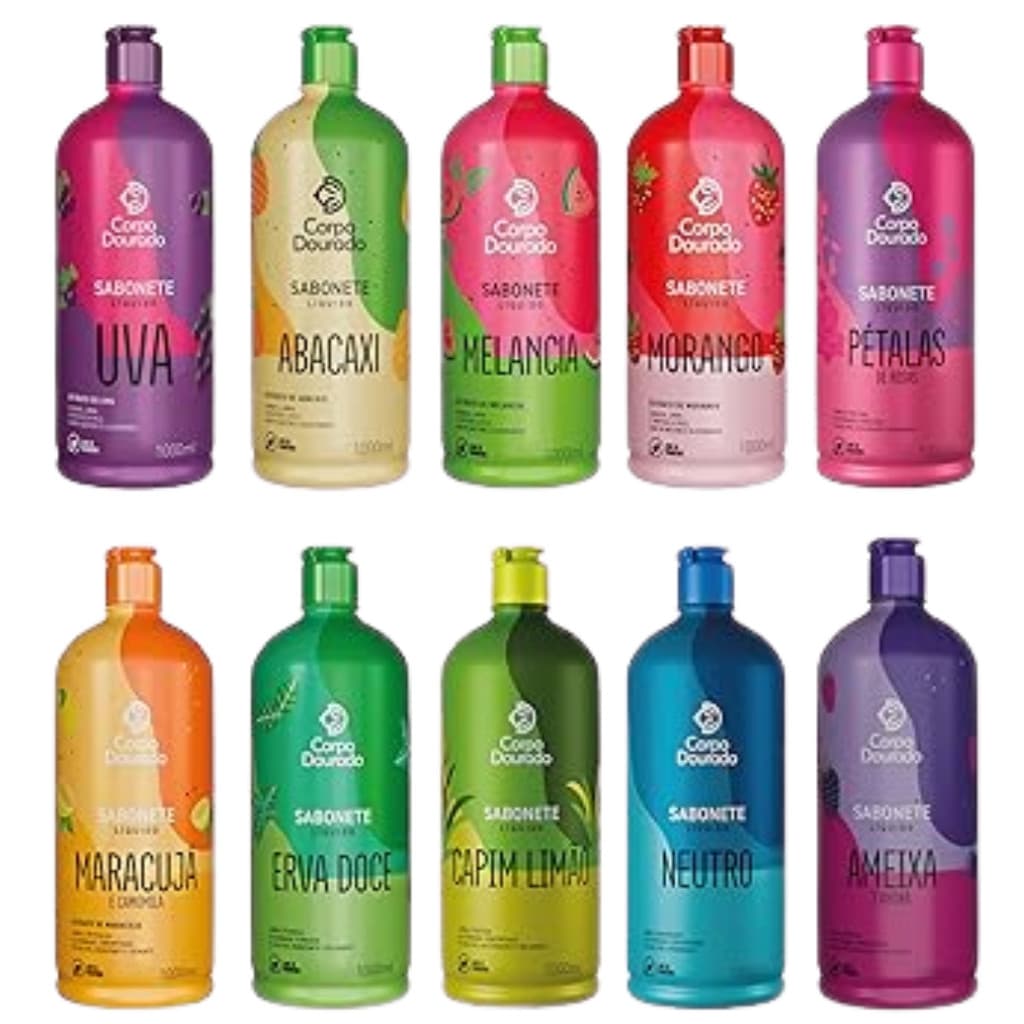 Sabonetes Frutados Líquido Glicerinado Proteção Natural 1 Litro 1000ml PH Neutro 1L Corpo Dourado