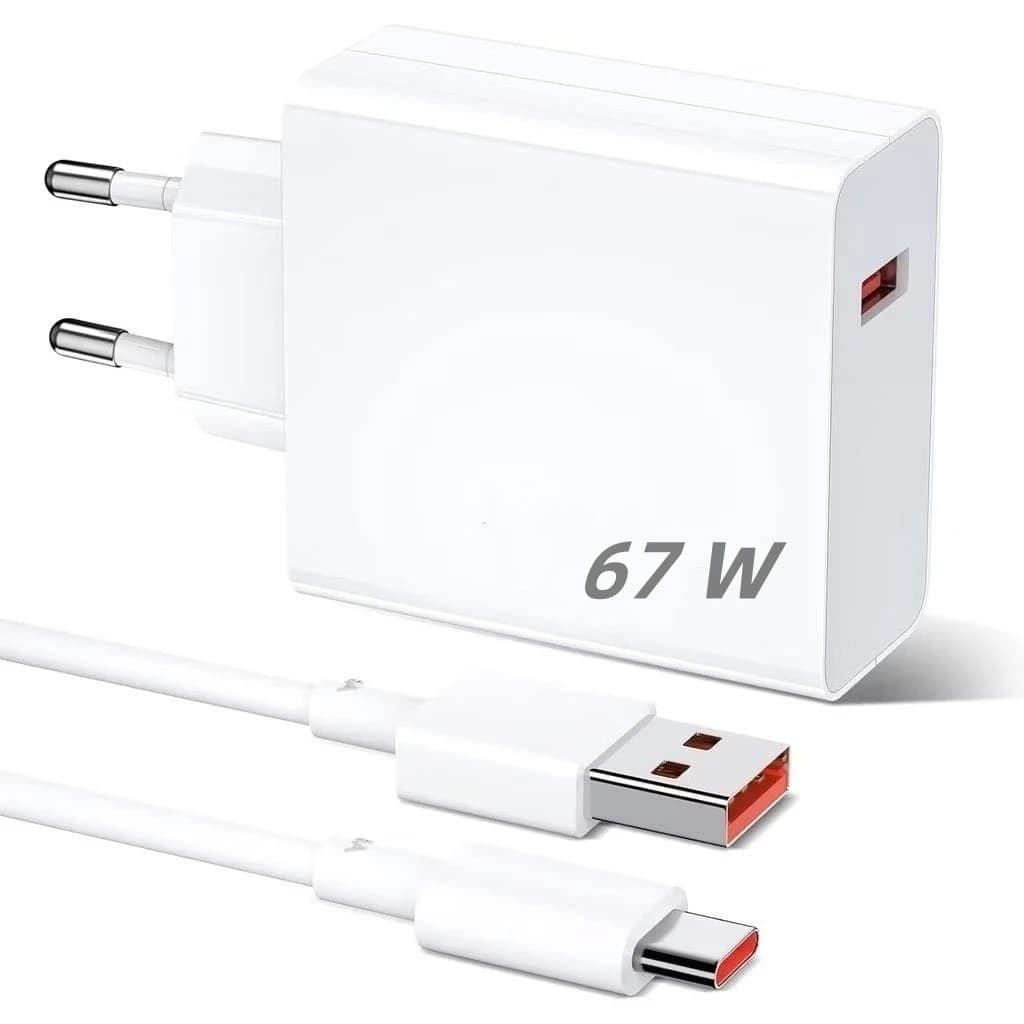 Carregador 67W Turbo para Xiaomi | Cabo Tipo-C Resistente | Super Carregamento Rápido