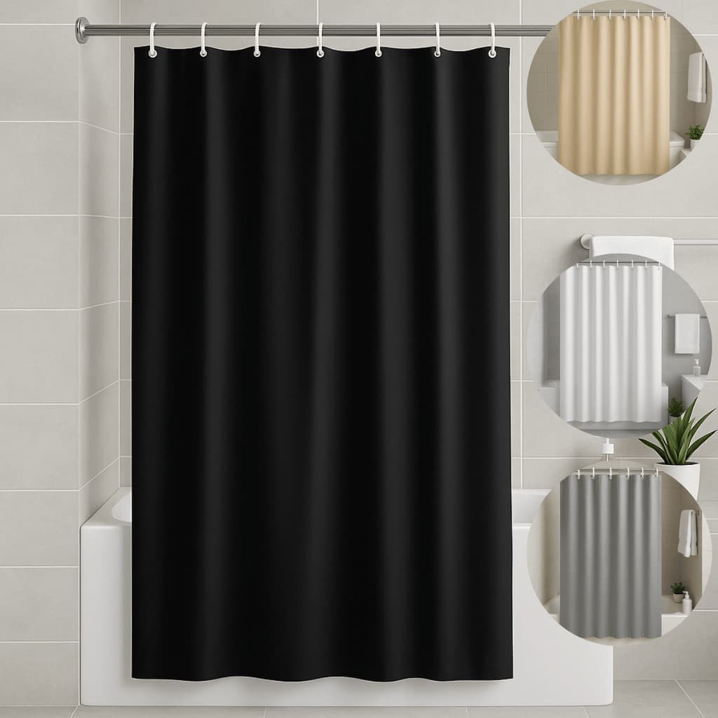 Cortina Box de Banheiro PVC Sem Visor Ganchos Impermeável Antimofo 1,38m X 1,98m