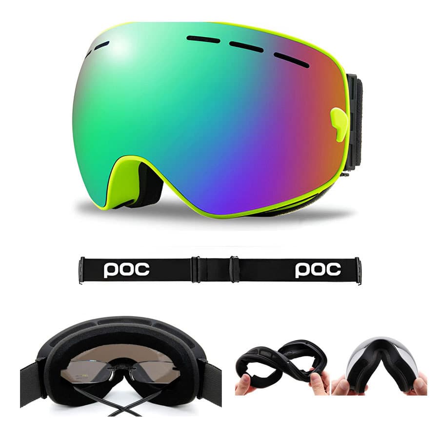 Óculos de Esqui e Snowboard Dupla Camada Antiembaçante UV – Proteção Contra Vento, Poeira e Radiação