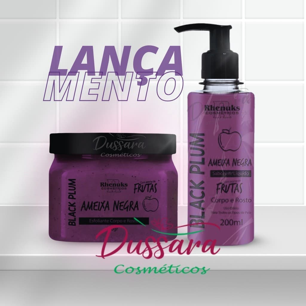 Kit Esfoliante + Sabonete Líquido Corpo E Rosto - Ameixa Negra - Rhenuks