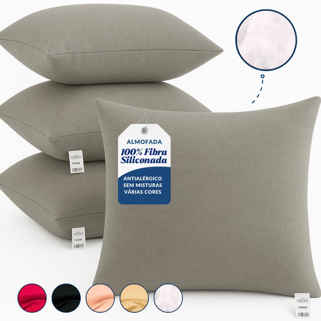 Kit 4 Almofadas Decorativas Para Sofá Cheias 100% Fibra Siliconada Tecido Várias cores 45x45cm Luxo