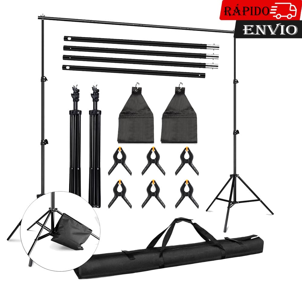 Tela de fundo com kit de suporte de 2MX3M para estúdio de vídeo fotográfico tela 2 em 1 com suporte fotografia 6 grampos