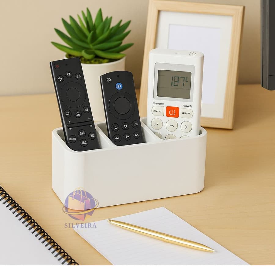 Porta Controle Remoto Com 3 Divisórias para TV e Ar Condicionado