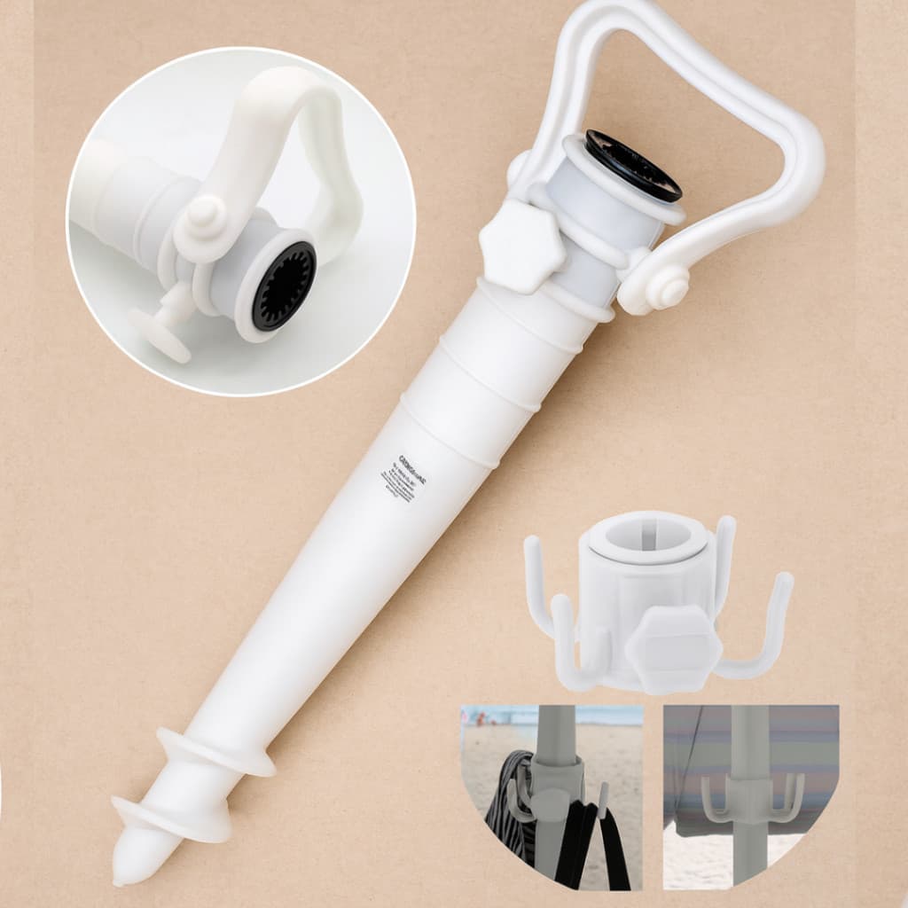 Kit Saca Areia Âncora Suporte Guarda Sol Furador Praia + Gancho