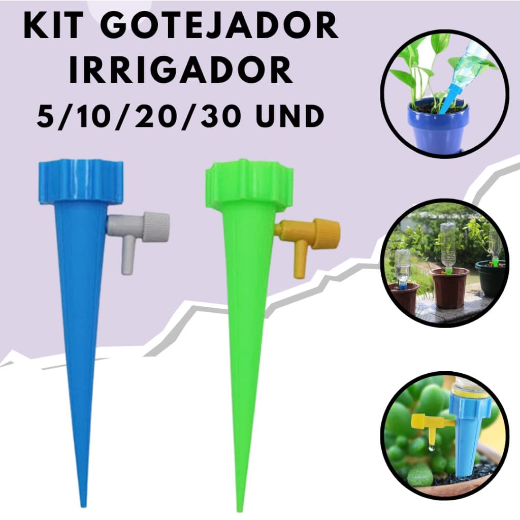 Kit Com 5/10/20/30 Gotejador Irrigador Acoplável Em Garrafa Pet Jardim Dosador Regulavel Vaso