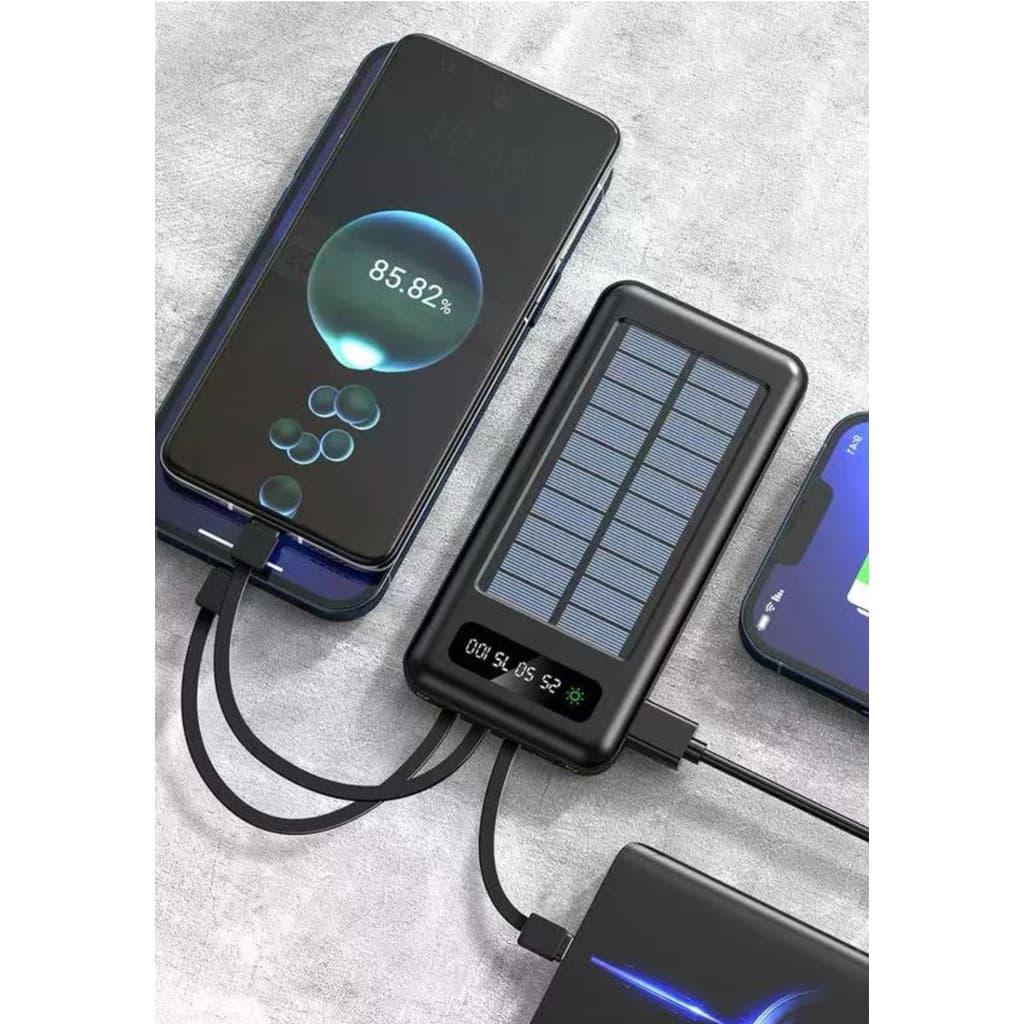 10.000mah  Carregador Portátil Power Bank Solar  Com cabos 5 Em1 LED lanterna
