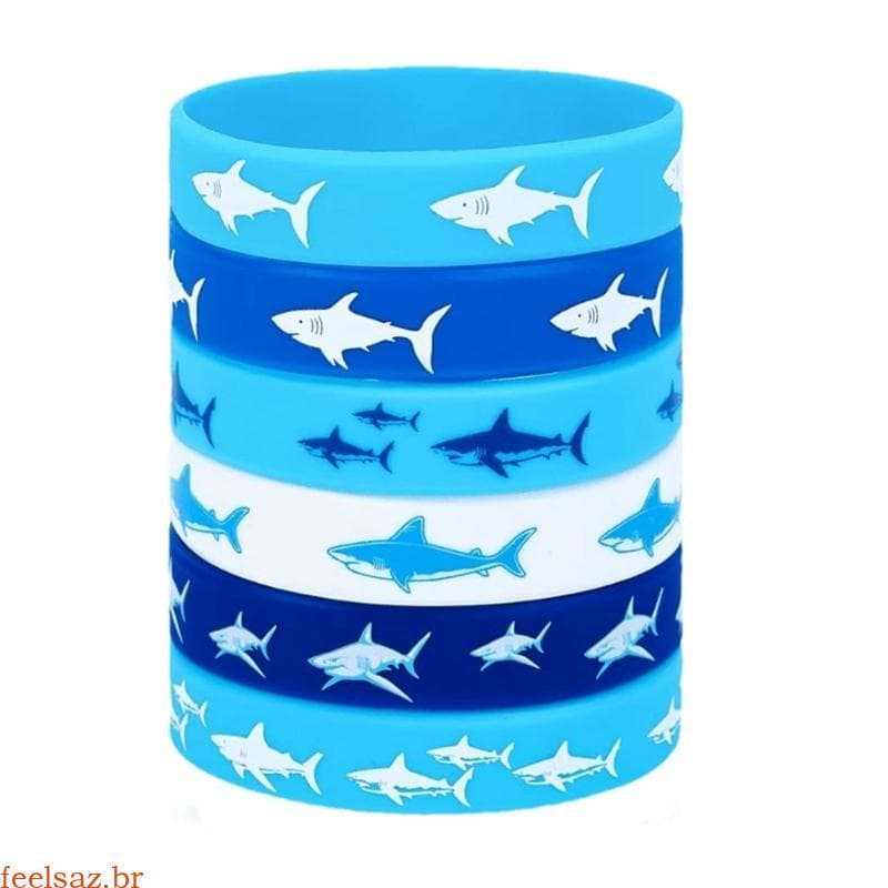 feelsaz Pulseira Silicone Para Marinha , Elástica , À Prova D , Design , Tema Tubarão , Joias Entusiasta