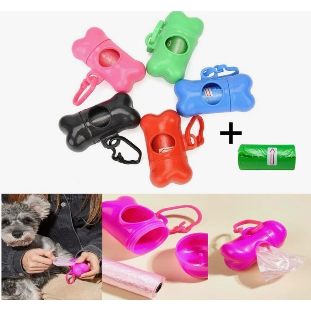 Kit Cata Caca Fezes Porta Saquinhos + 2 Refil Rolo Pet Cachorro Gato Passeio Viagem JH