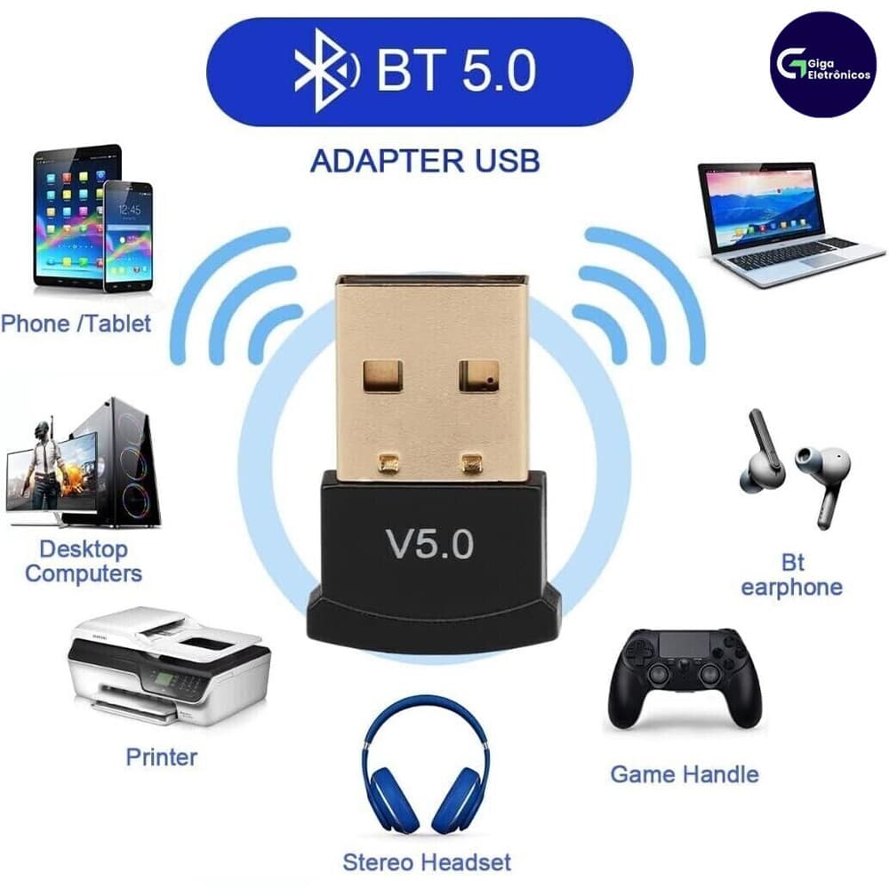 Plug usb Adaptador E Receptor USB Bluetooth 5.0 Transmissor de audio para Notebook