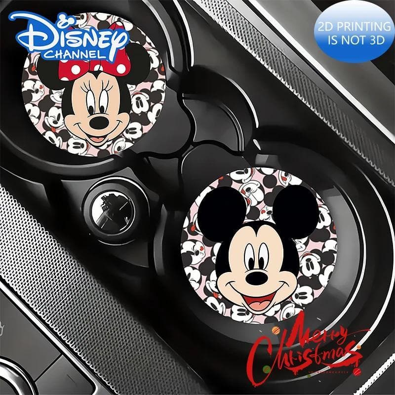 2 Peças Porta-Copos De Carro Mickey Minnie Acryli Presente Antiderrapante Para Fãs De Desenhos Animados Com Design Icôni