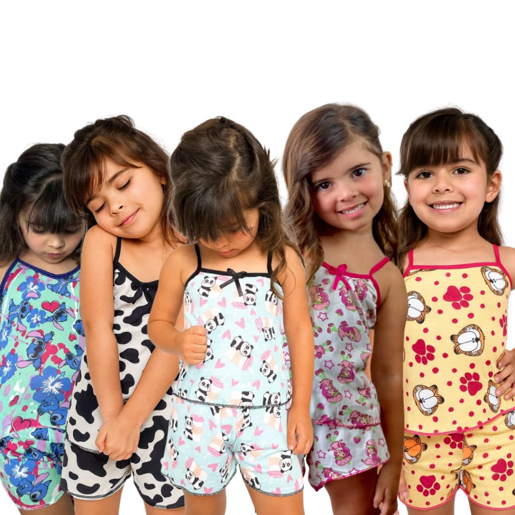 Kit 10 Pijamas Infantil Menina Microfibra Dormir Short Dool e Baby Doll