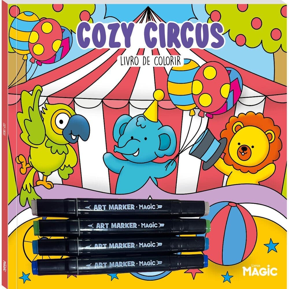 Livro de Colorir Cozy Circus - Com 4 Canetinhas Touch - Tik Tok