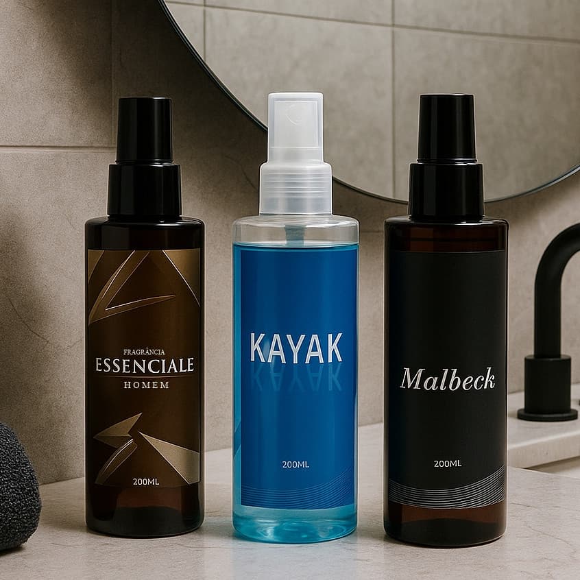 Kit Homem Magnata - Body Spray Malb, Essencialle e Kayak 150ml Cada