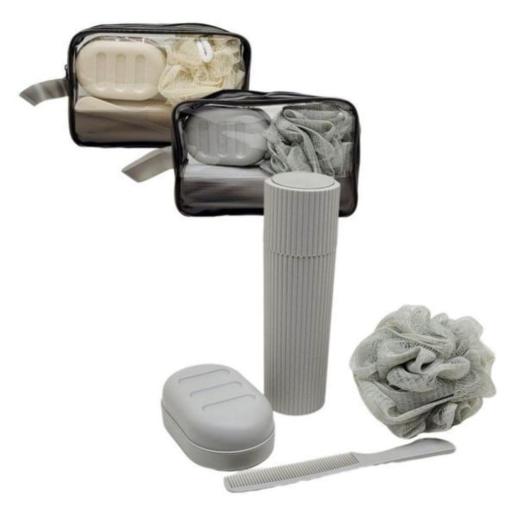 Kit Viagem 5 Peças Com Bolsa Esponja Pente e Ducha
