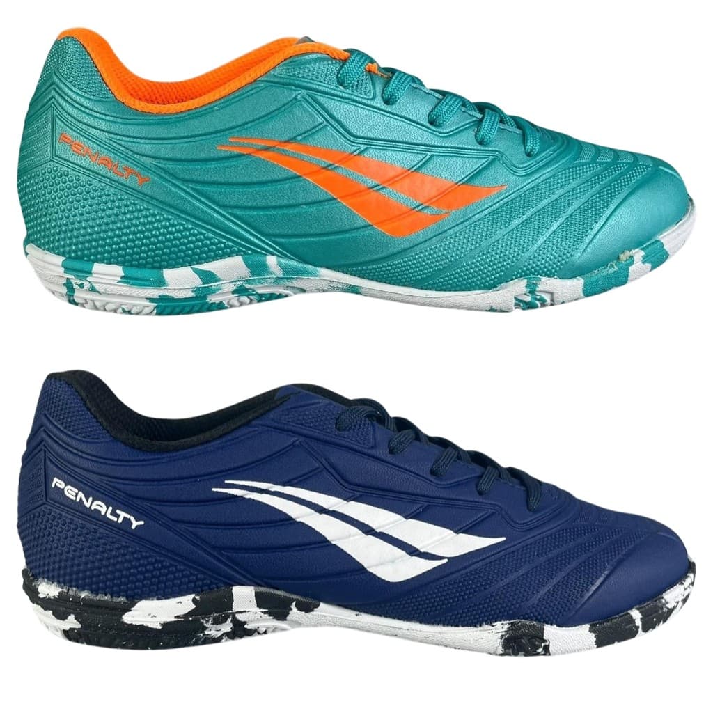 Chuteira Futsal Penalty Matis XXI Juvenil Azul Original Solado Borracha Quadra