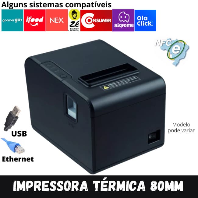 Impressora térmica 80mm para delivery Ticket nota fiscal NFC-e ou SAT
