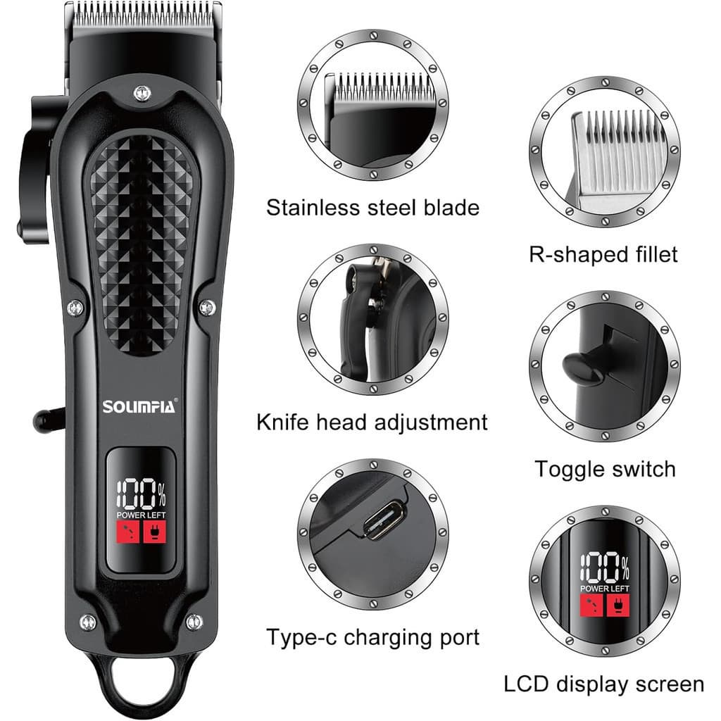 Máquina De Cortar Cabelo Profissional Para Homens Aparador De Barba Com Display LED h Masculino Sem Fio LOJA CANAA