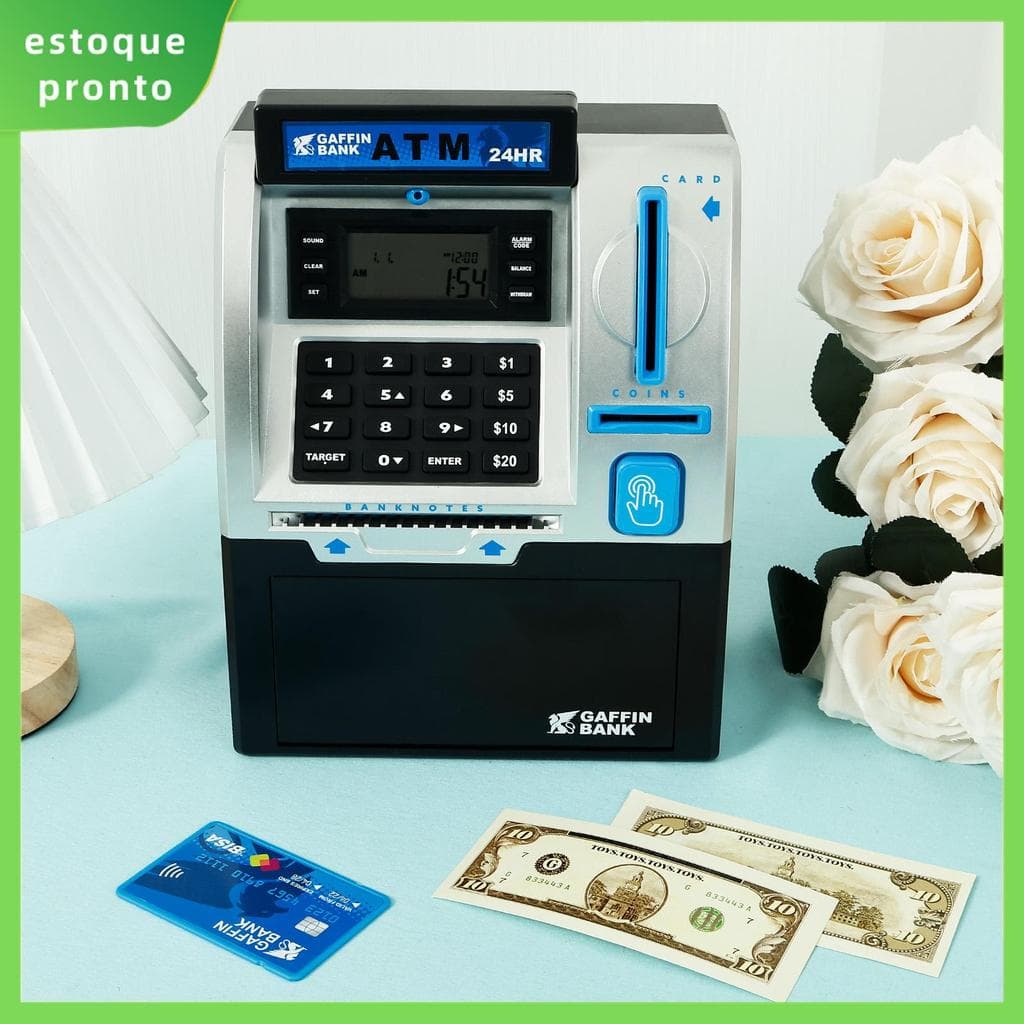 ATM Banco De Poupança Resistente Eletrônico Cofrinho Inteligente Furto Moeda Contador Senha Protegida Jar Para Crianças 