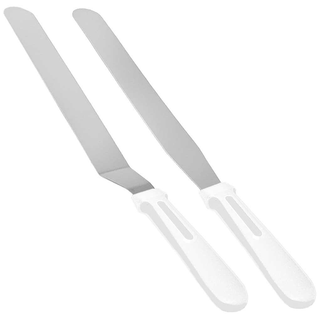 Kit 2 Espátulas Confeiteiro Grande Em Aço Inox Para Decorar Bolos, Tortas e Sobremesas