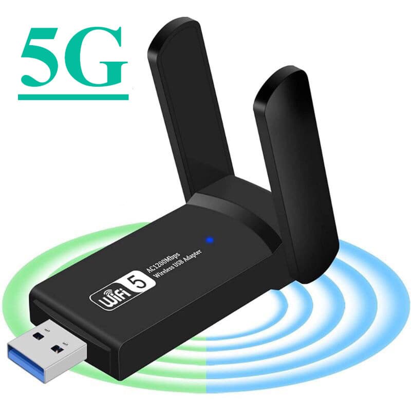 Adaptador 5G Wi-fi Dual Band 2-4G e 5G USB 3.0 5Ghz 1300Mbps 2 Antenas