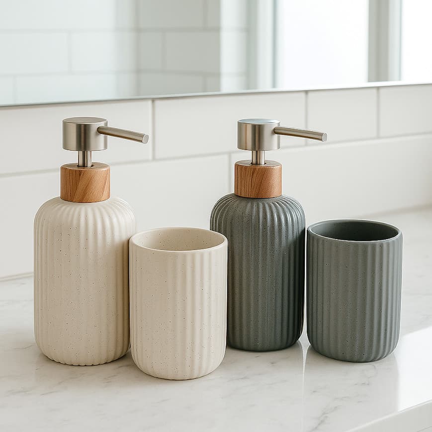 Kit Banheiro Lavabo 2 Peças Porta Sabonete Escova Decorativo