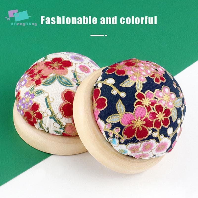 Abongbanghn Almofadas De Pino De Bordado Vintage , Almofada Meio Redonda Com Base De Madeira , Suporte De Agulha Para Ar