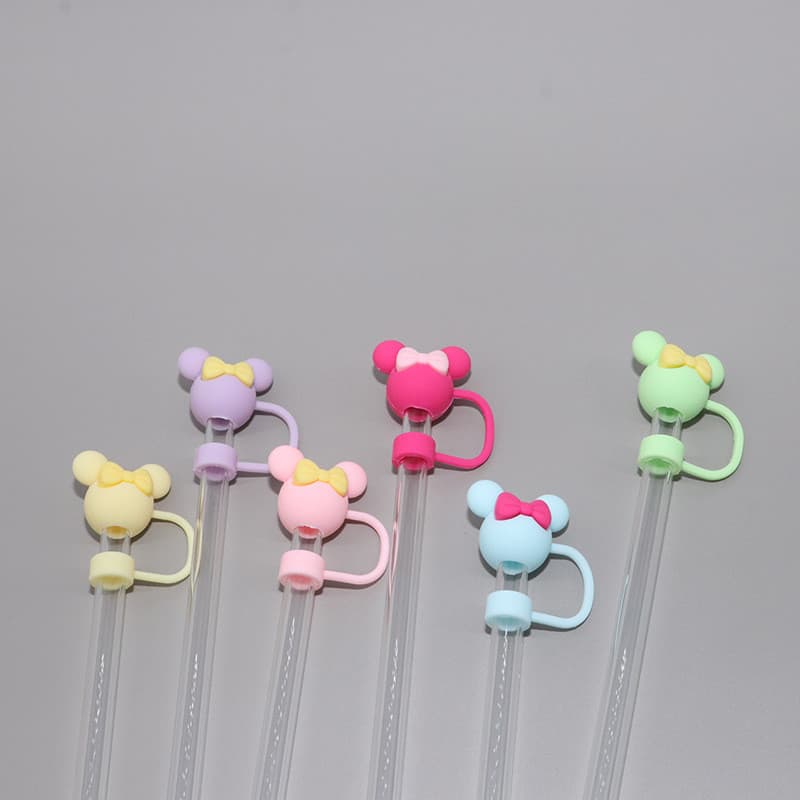 2 Pçs Conjunto De Tampa De Palha 40oz 10mm 3D Bonito Dos Desenhos Animados Rolha Silicone Copo Capa