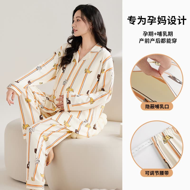 Xiyue novo estilo roupas de confinamento pijamas primavera outono puro algodão puxar quadro mulheres grávidas pós-parto 