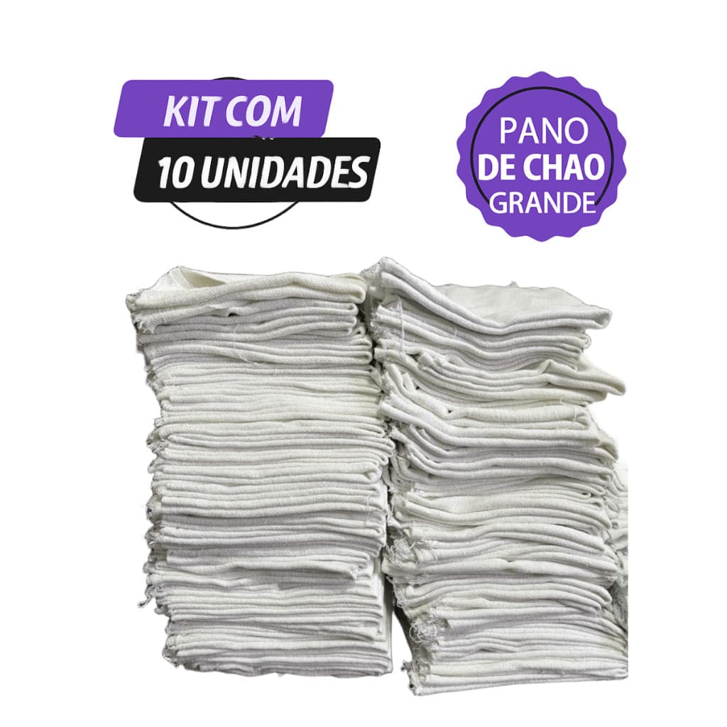 Kit 10 Panos de Chão Reforçados Saco Duplo Alvejado