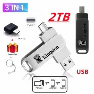 kingston 3.0 2TB Flash Drive 1TB 512GB 256GB 128GB 64GB 32GB Tipo-C USB De Alta Velocidade OTG Android