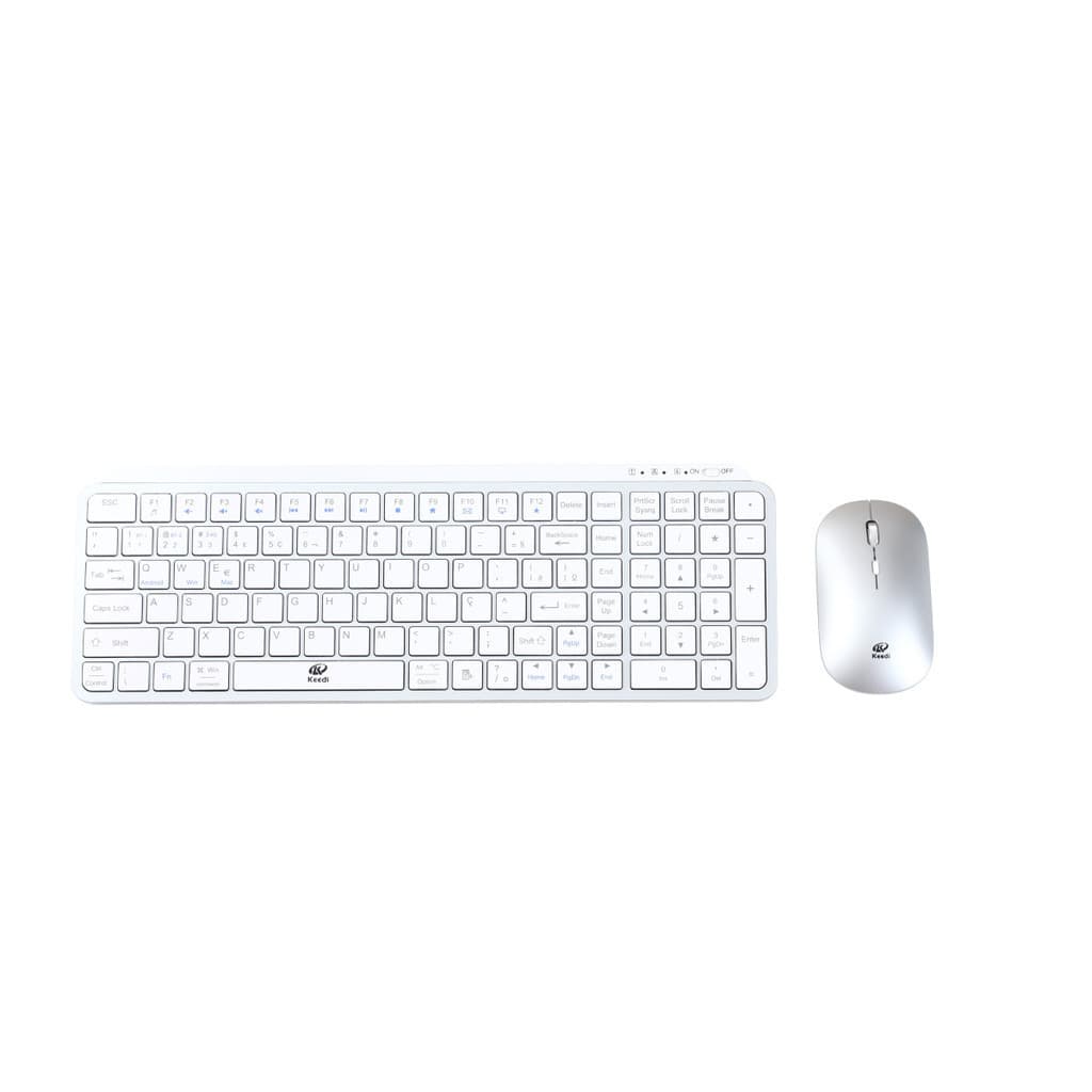Kit Teclado e Mouse Sem Fio 2.4GHz Slim Compacto Silencioso Bluetooth Keedi KEEDI-TEC811