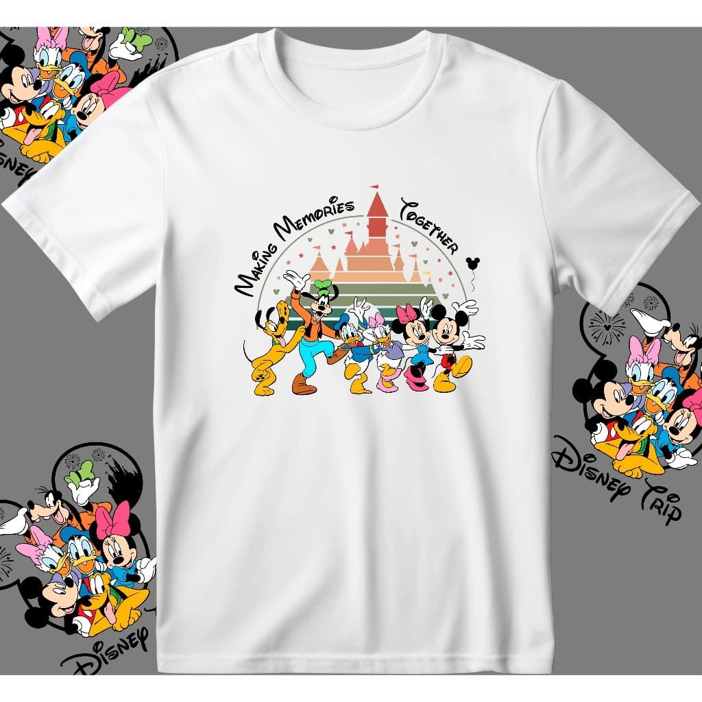 Camisa  Adulto e Infantil Mundo da Disney T-shirt 100% algodão 30.1 entrega Rápida.