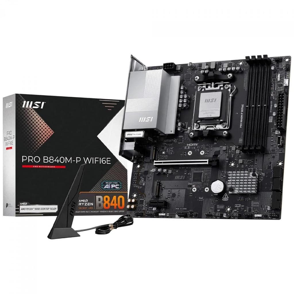 Placa Mãe MSI PRO B840M-P WiFi6E, Chipset B840, AMD AM5, mATX, DDR5, PRO B840M-P WIFI6E