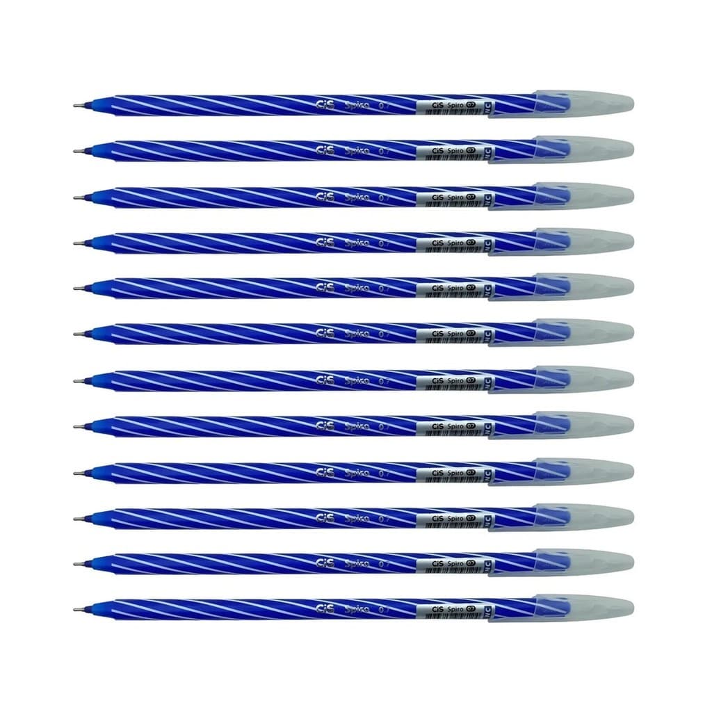 Caneta Esferográfica Cis Spiro Azul Caixa C 12 Unidades