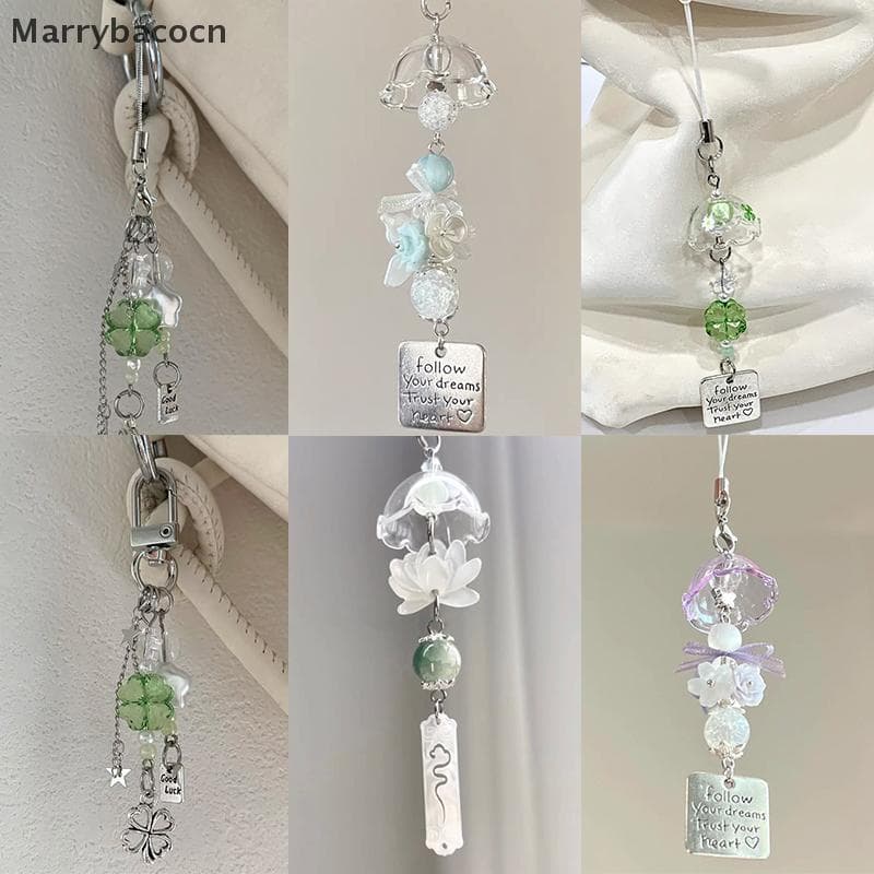 [MAR] Chaveiro Transparente Cute Wind Chime Pingente Cordão Para Celular Bolsa Acessórios Decorativos Decorações Casa CO