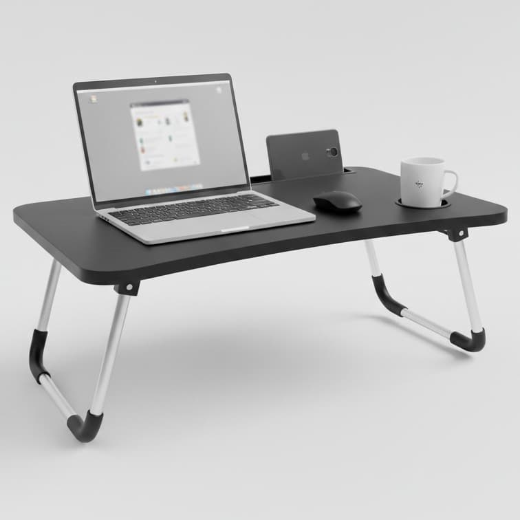 Mesa Notebook Portátil Dobrável para Notebook Preto Ajustável Mdf Suporte Laptop Estudo Porta Tablet