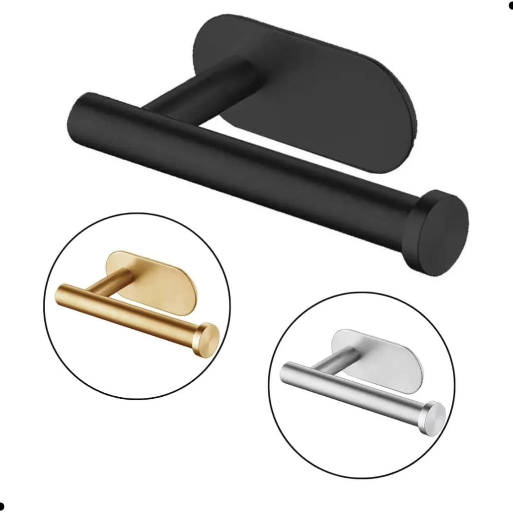 Suporte de papel higiênico em aço inoxidável com gancho autoadesivo