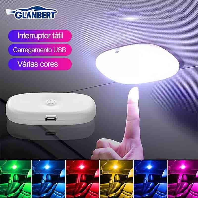 Interior Do Carro Luzes De Toque 8LED Luz Leitura LED Forte Modelo Magnético Tronco Lâmpada Colorida Decoração USB Ilumi