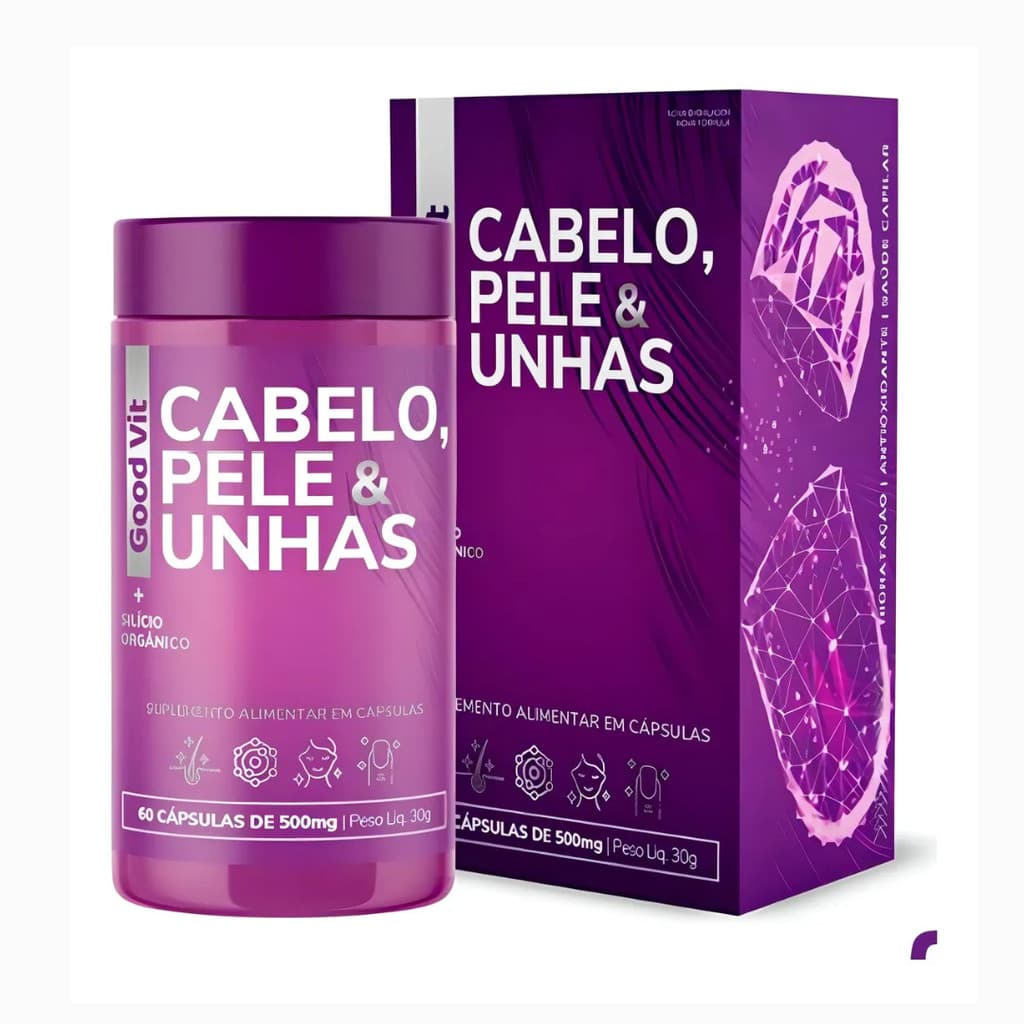 Vitaminas Cabelo, Pele & Unhas Silício Orgânico - 60 Cápsulas - Good Vit  Original