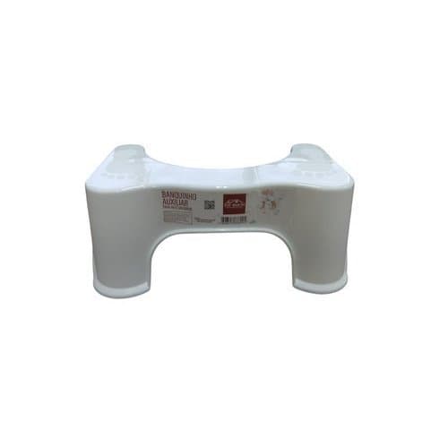 Banquinho Auxiliar Vaso Sanitario Branco Ergonomico Resistente Facilita Postura Higiene