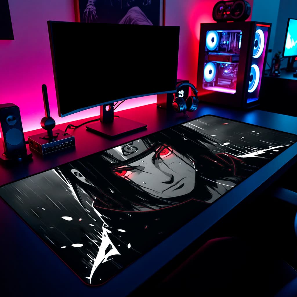 Mouse Pad Gamer Itachi Sasuke Naruto 65x30cm / 80x40cm / 90x50cm / 120x60cm / Borda Costurada