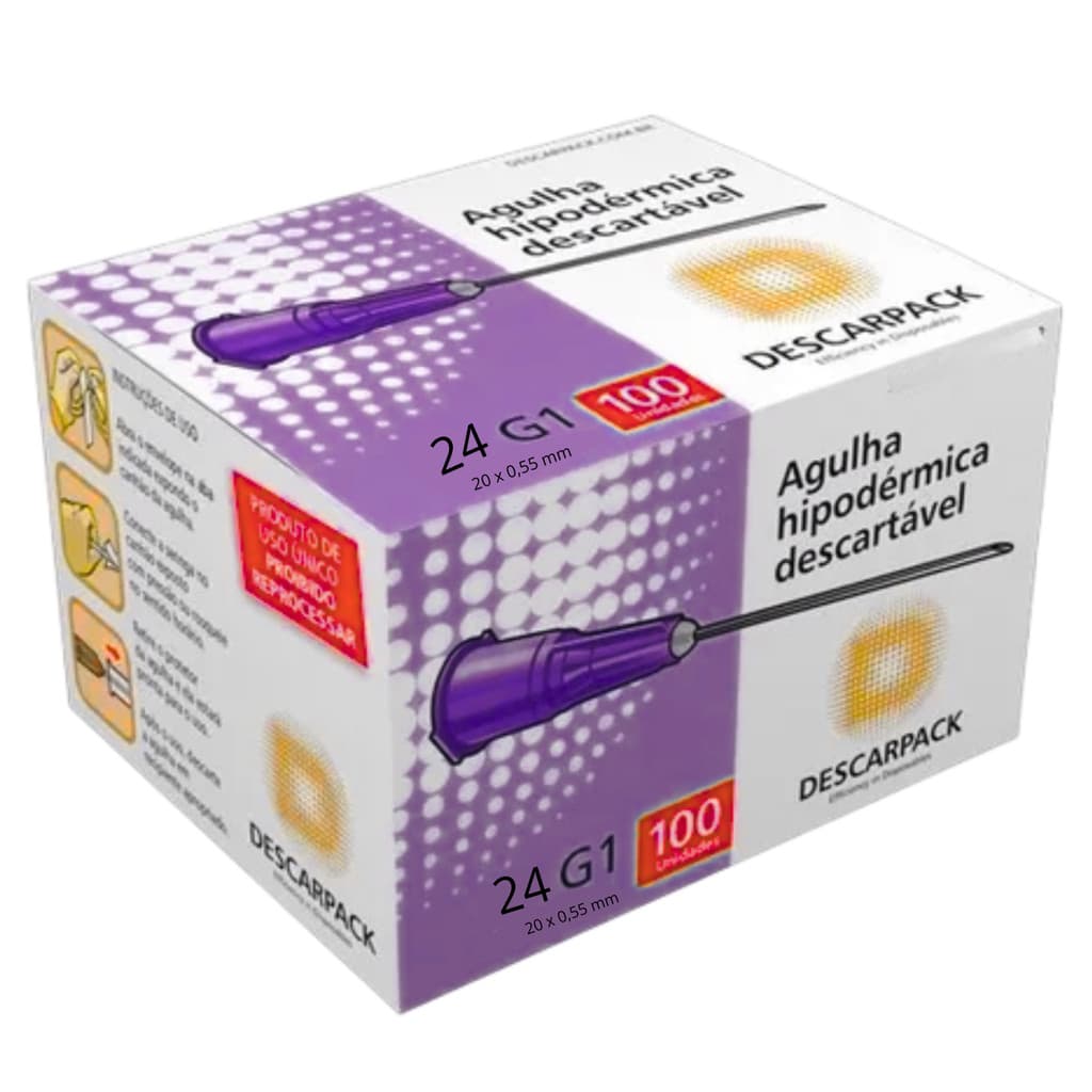 Agulha HiPodérmica Descartável 20x0,55 Descarpack 100 Unidad