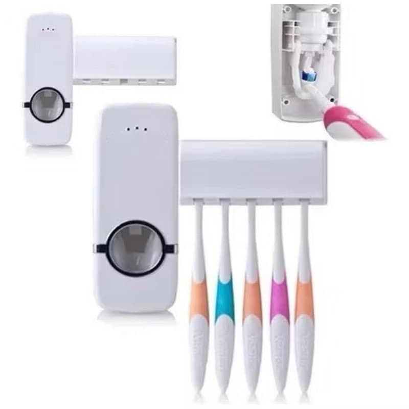 Dispensador e Suporte para Escova de Dentes Banheiro Porta-Escovas Organizador Prático