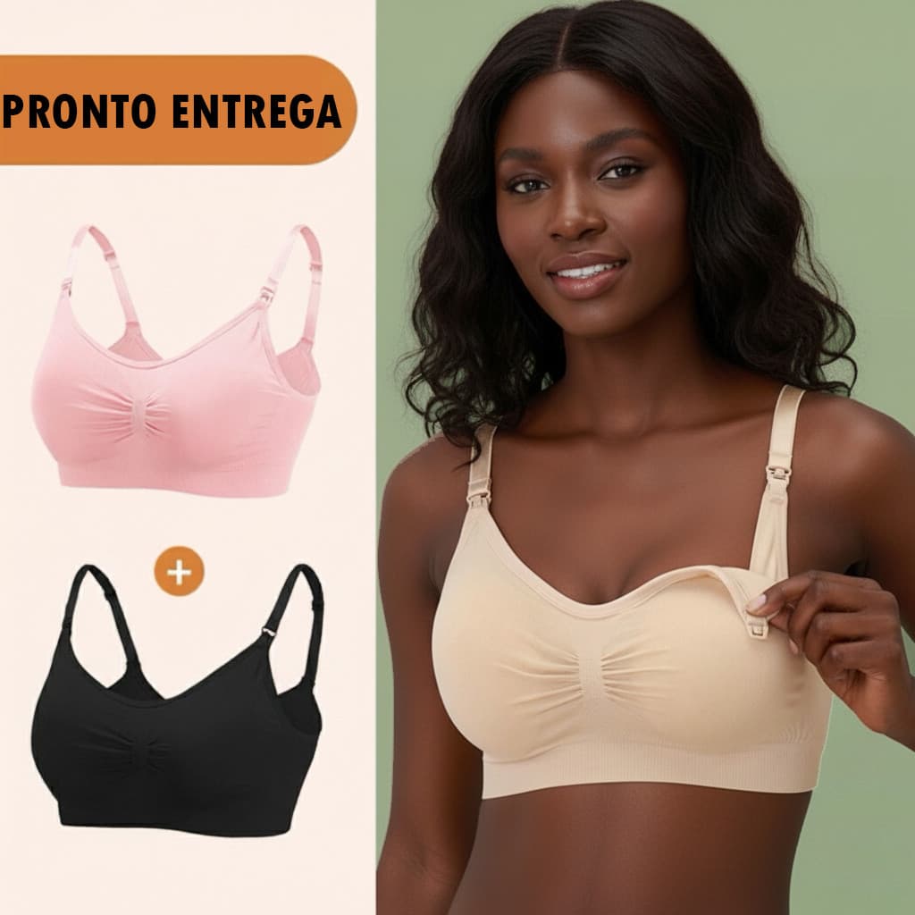 Kit 2 Sutiã Amamentação Sem Aro Bojo Removível Lateral Larga