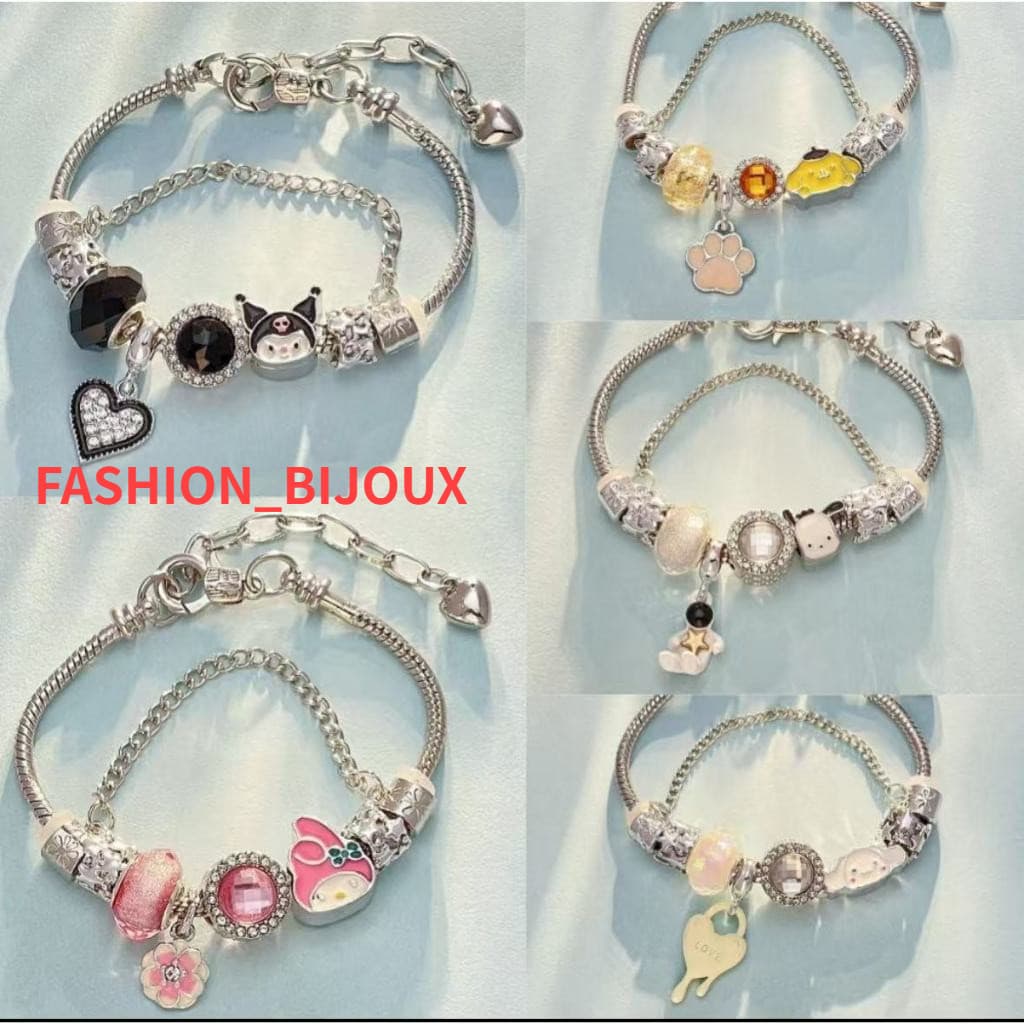 kit 3 unis Pulseira Berloque Infantil Prata Estilo Presente moda/Modelo aleatório