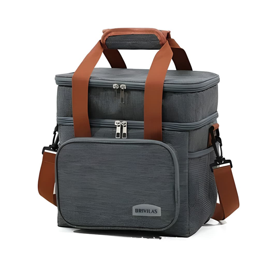 Bolsa Termica Marmita Lancheira Grande Alça Ombro Trabalho Academia Passeio Cinza