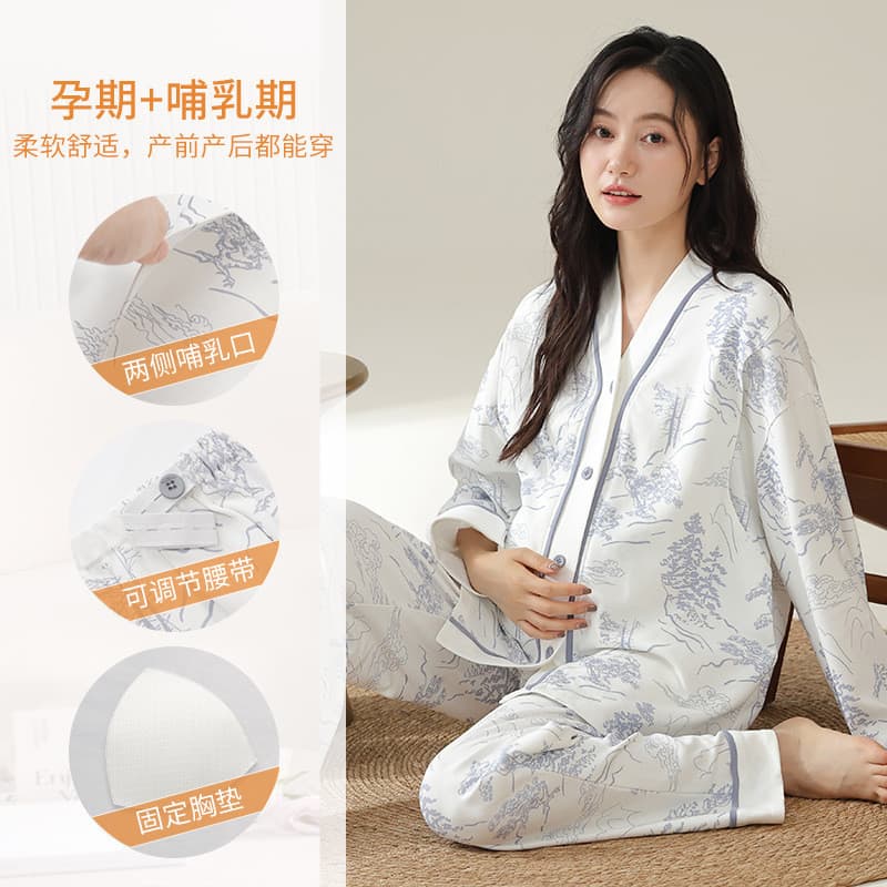 Xiyue imitação de algodão roupas de confinamento primavera outono manga comprida com almofada de peito fixa doce mulhere