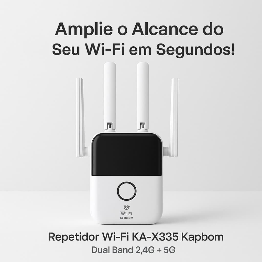 Repetidor de Internet Wi-Fi 1200Mbps – Amplificador de Sinal 5GHz e 2.4GHz com 4 Antenas